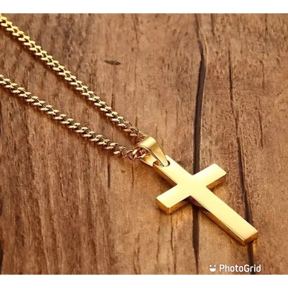 Men’s Cross Necklace Stainless Steel Chain Pendant - Picture 4 of 8